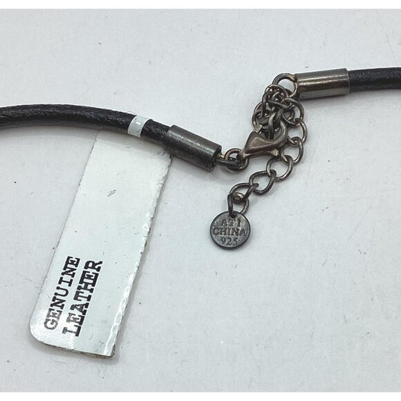 Milor 14k Gold Findings PLUS Genuine Leather w 925 ends Necklace Estate Find - Picture 7 of 10